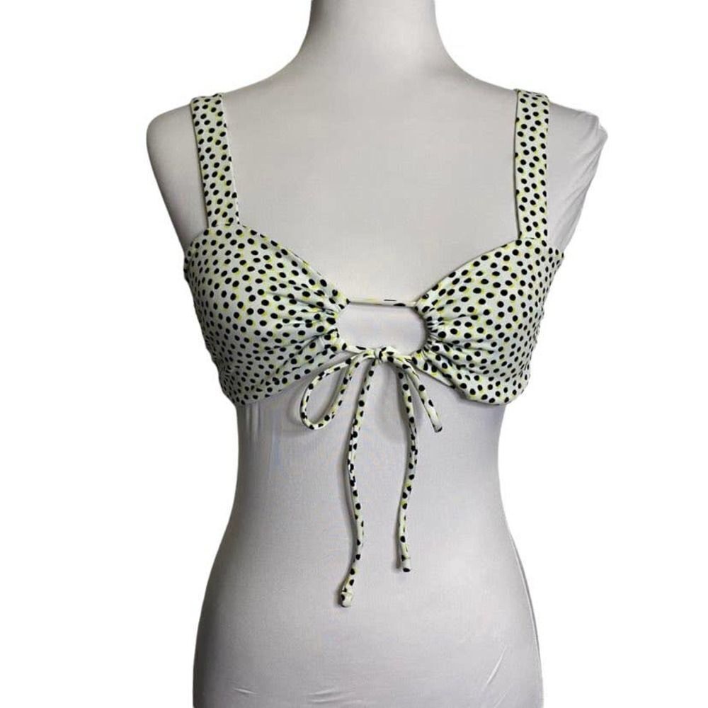 Maaji Reversible Polka Dot Floral Bikini Top White Navy Yellow Orange Small New